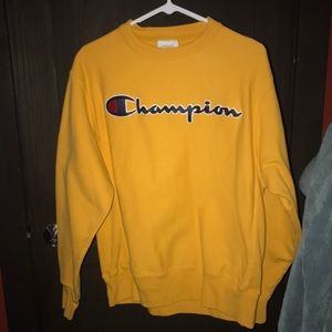 Yellow Champion Crewneck Hoodie